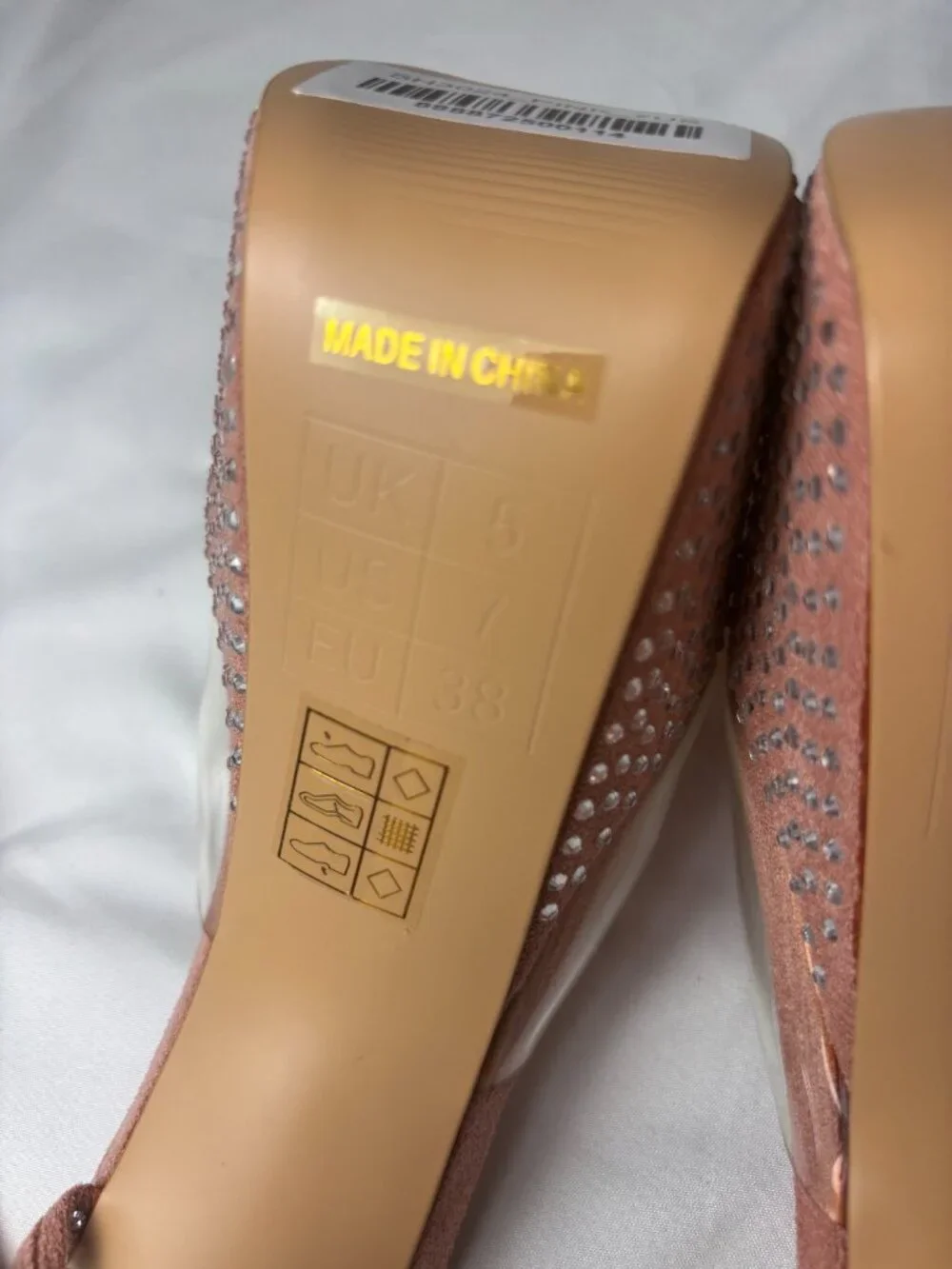 London Rag Pink Rhinestone Platform Clear Strap Stiletto Heels | Size US 7 NWT